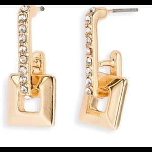 Open Edit NWOT Assorted Set of 4 Square Pavé Huggie Earrings, Hoop & Cuff Set
